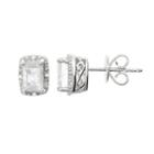 Sterling Silver Moonstone & Diamond Accent Rectangle Halo Stud Earrings, Women's
