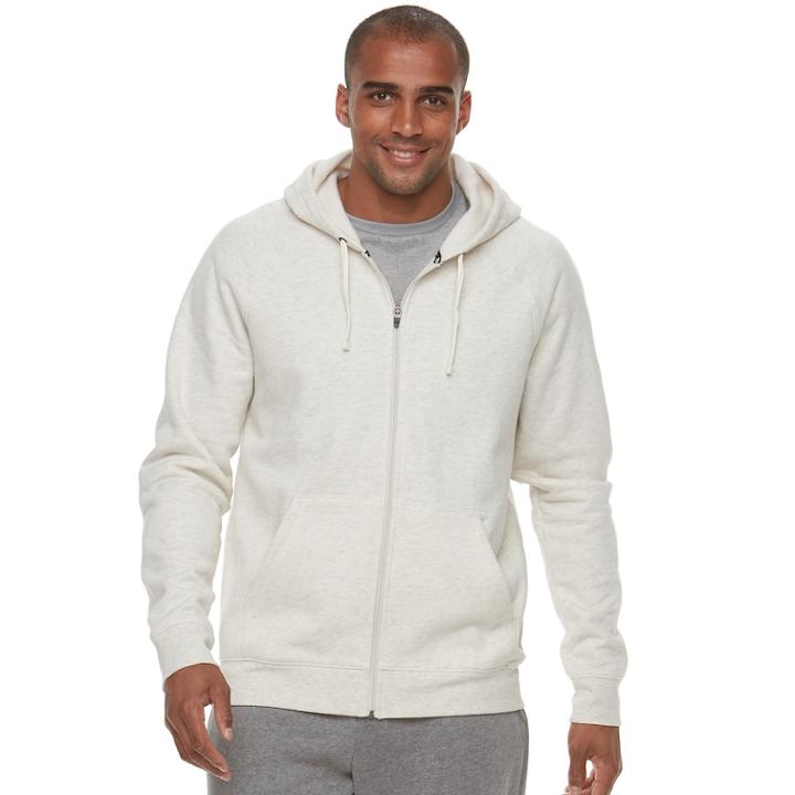 Men's Tek Gear&reg; Ultra Soft Fleece Basic Full-zip Hoodie, Size: Xxl, Lt Beige