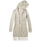 Girls 7-16 Mudd&reg; Space-dyed Fringe Hooded Cardigan, Girl's, Size: 16, Light Grey