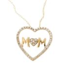 10k Gold Diamond Accent Mom Heart Pendant, Women's, White