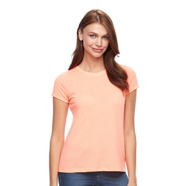Apt. 9, Women's &reg; Essential Marled Crewneck Tee, Size: Large, Brt Orange