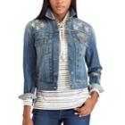 Petite Chaps Embroidered Jean Jacket, Women's, Size: S Petite, Blue