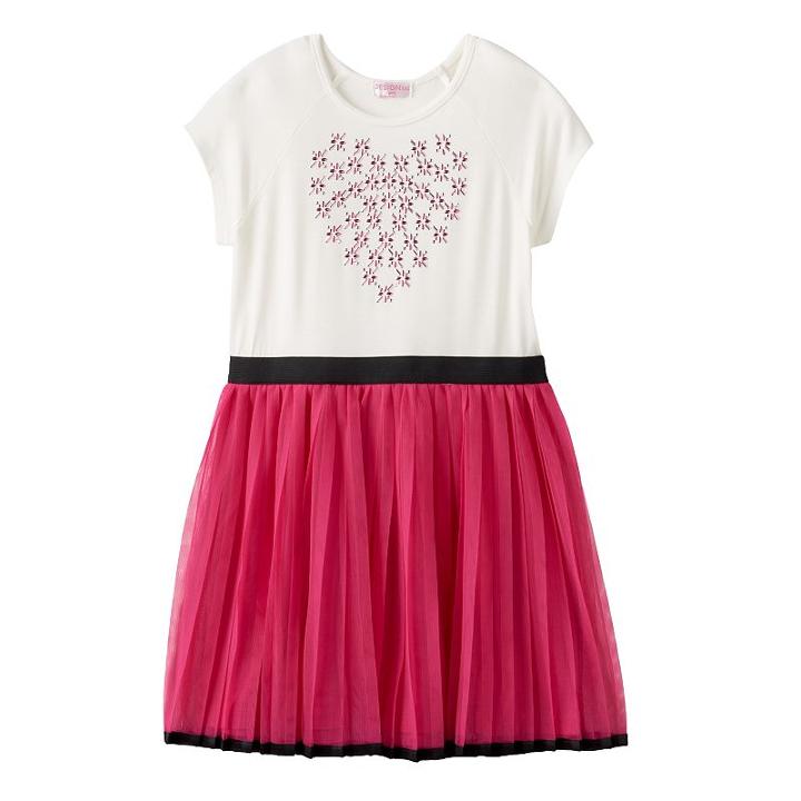 Girls 4-6x Design 365 Rhinestone Heart Tulle Dress, Girl's, Size: 6, White Oth