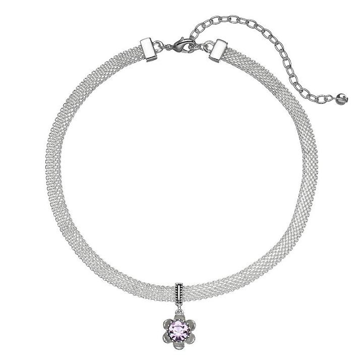 Napier Flower Charm Mesh Choker Necklace, Women's, Purple