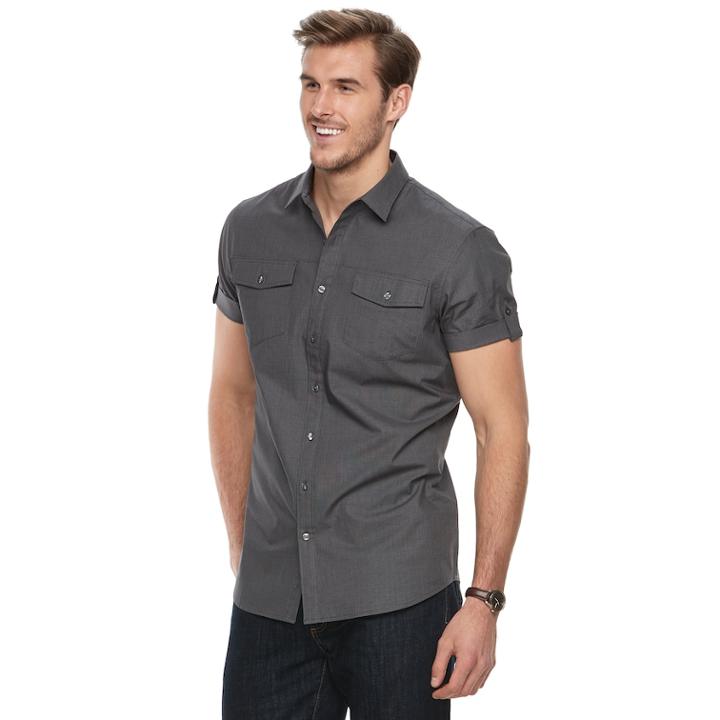Big & Tall Apt. 9&reg; Premier Flex Plaid Modern-fit Stretch Woven Button-down Shirt, Men's, Size: 3xb, Black