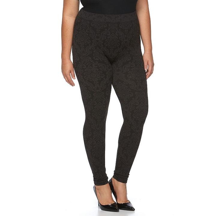 Plus Size Women's French Laundry Jacquard Pattern Seamless Leggings, Oxford