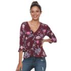 Juniors' Candie's&reg; Printed Ruched Top, Teens, Size: Small, Red