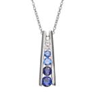 Lab-created Blue And White Sapphire Sterling Silver Graduated Stick Pendant Necklace, Women's, Size: 18
