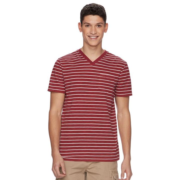 Men's Urban Pipeline® Striped V-neck Tee, Size: Xxl, Red