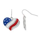 American Flag Heart Nickel Free Drop Earrings, Women's, Multicolor
