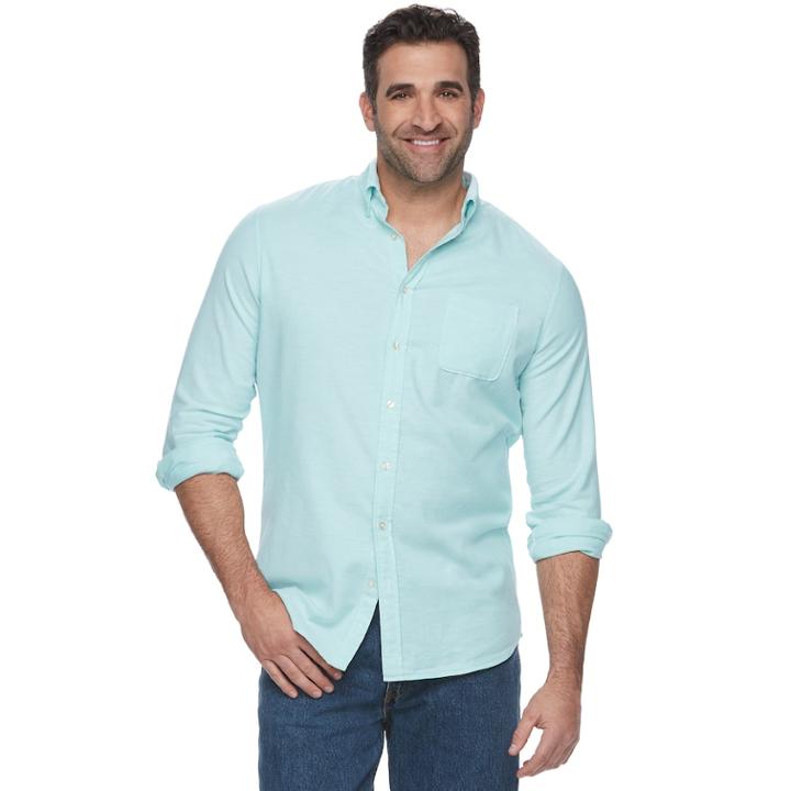 Big & Tall Sonoma Goods For Life&trade; Button-down Shirt, Men's, Size: Xxl Tall, Turquoise/blue (turq/aqua)