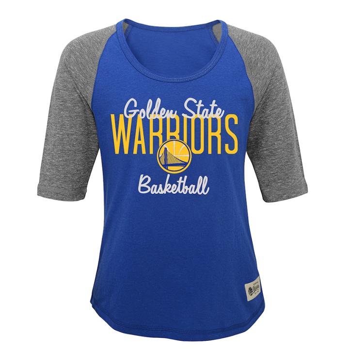 Girls 7-16 Golden State Warriors Turnover Raglan Tee, Size: L 14, Blue