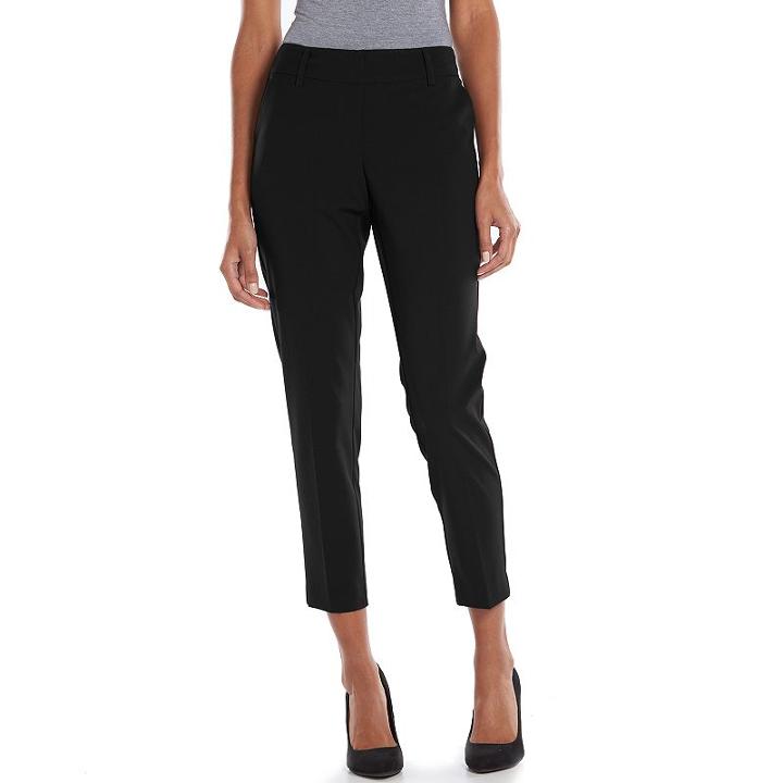 Apt. 9, Women's &reg; Modern Fit Slim-straight Ankle Pants, Size: 2, Black