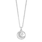 Silver Expressions By Larocks Silver Plated Crystal I Love You To The Moon And Back Pendant, Women's, White