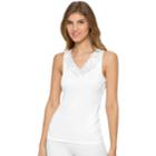 Women's Cuddl Duds Softech Lace-trim V-neck Tank, Size: Large, White