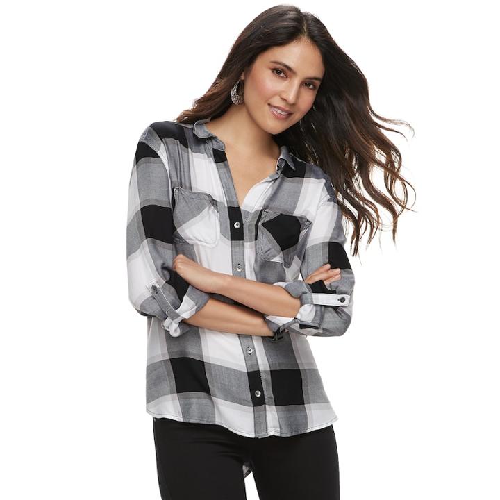Women's Rock & Republic&reg; Twill Shirt, Size: Small, White
