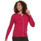 Women's Croft & Barrow Essential Cardigan Sweater, Size: Xl, Dark Pink