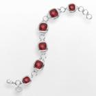 Logoart Arizona Diamondbacks Legend Silver Tone Red Glass Logo Charm Bracelet, Women's, Size: 7.5