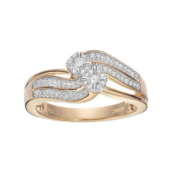 Always Yours 14k Gold Plated 1/4 Carat T.w. Diamond Flower Twist Engagement Ring, Women's, Size: 7, White