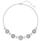 Gray Cabochon & Textured Disc Necklace, Women's, Grey