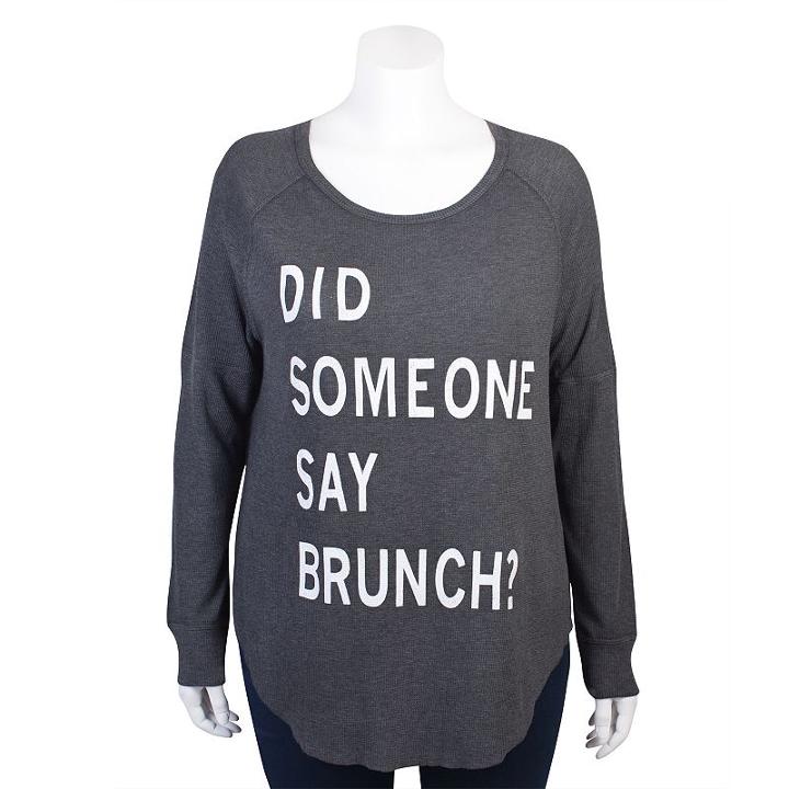 Juniors' Plus Size Grayson Threads Long Sleeve Raglan Graphic Tee, Girl's, Size: 2xl, Grey (charcoal)
