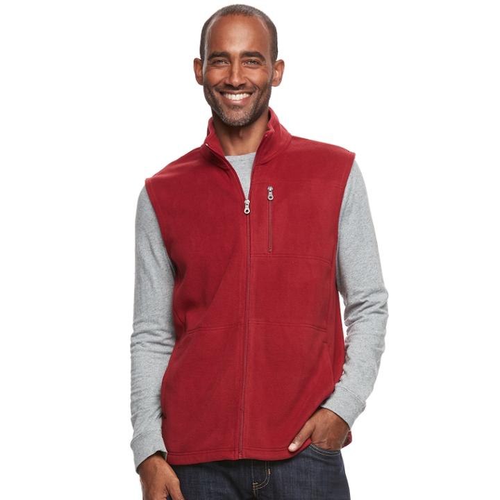 Men's Croft & Barrow&reg; Arctic Fleece Vest, Size: Small, Dark Red