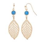 Lc Lauren Conrad Nickel Free Filigree Leaf Drop Earrings, Women's, Blue