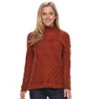 Petite Sonoma Goods For Life&trade; Cable Knit Mockneck Sweater, Women's, Size: M Petite, Drk Orange