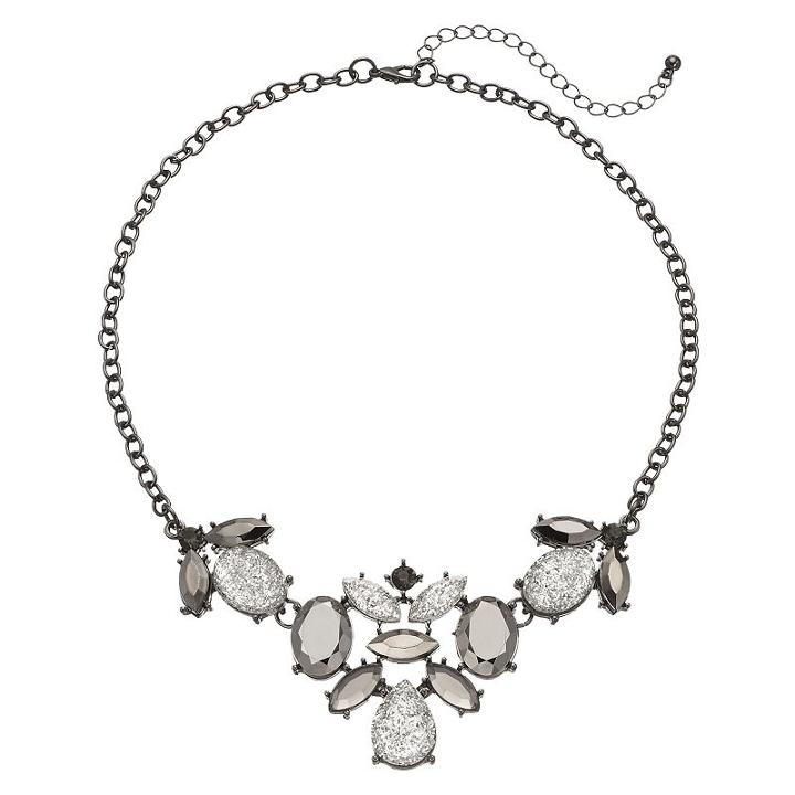 Mudd&reg; Geometric Stone Statement Necklace, Girl's, Silver