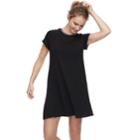 Juniors' Love, Fire Space-dye Ribbed Tee Dress, Teens, Size: Medium, Black