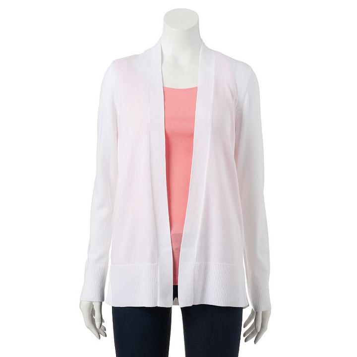 Women's Croft & Barrow&reg; Essential Open-front Cardigan, Size: Xxl, White