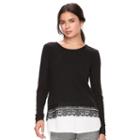 Women's Elle&trade; Lace Trim Mock-layer Top, Size: Medium, Oxford