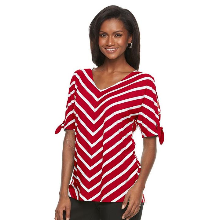 Women's Croft & Barrow&reg; Striped Dolman Tee, Size: Xs, Med Red