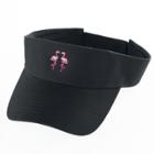 Women's Embroidered Flamingos Visor, Black