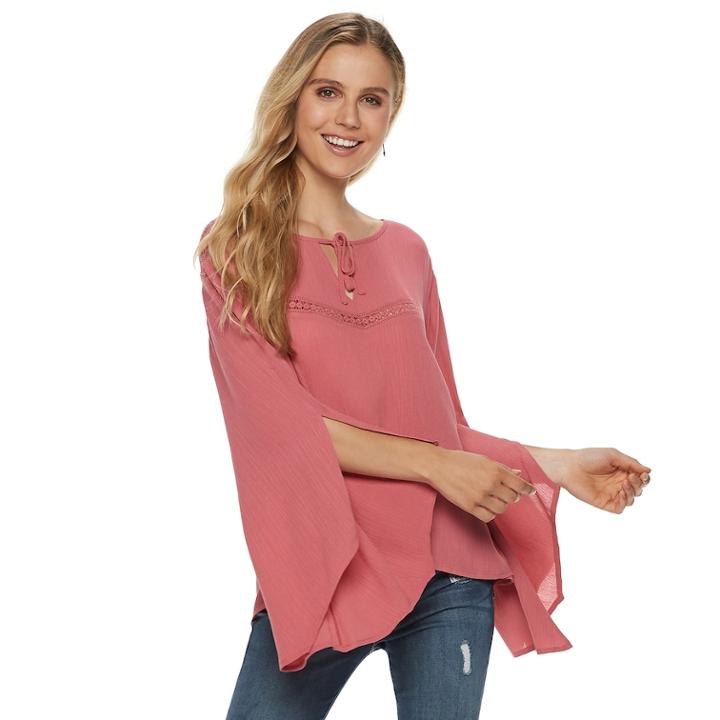 Juniors' Grayson Threads Tassel Peasant Top, Teens, Size: Xs, Pink