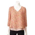 Women's Lc Lauren Conrad Floral Layered Top, Size: Large, Pink