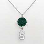 Michigan State Spartans Sterling Silver Crystal Logo Y Necklace, Women's, Green