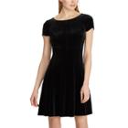 Women's Chaps Paneled Velvet Dress, Size: Medium, Black
