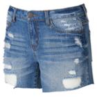Juniors' Mudd&reg; Fray Hem Ripped Midi Shorts, Teens, Size: 5, Blue Other