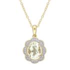 Stella Grace Gold Tone Sterling Silver Green Quartz & 1/10 Carat T.w. Diamond Pendant Necklace, Women's, Size: 18