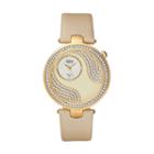 Burgi Women's Diamond & Crystal Leather Watch, Beig/khaki