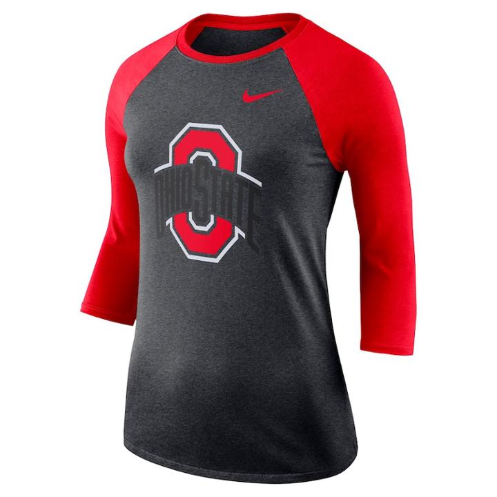 Women's Nike Ohio State Buckeyes Baseball Tee, Size: Medium, Grey