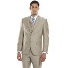 Men's Savile Row Modern-fit Tan Herringbone Suit Jacket, Size: 44 Long, Beig/green (beig/khaki)