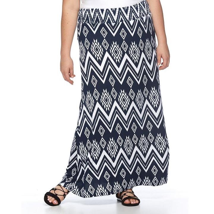 Plus Size French Laundry Printed Maxi Skirt, Women's, Size: 3xl, Blue Other