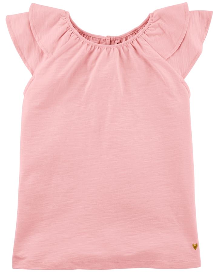 Girls 4-14 Carter's Flutter Sleeve Slubbed Top, Size: 8, Light Pink