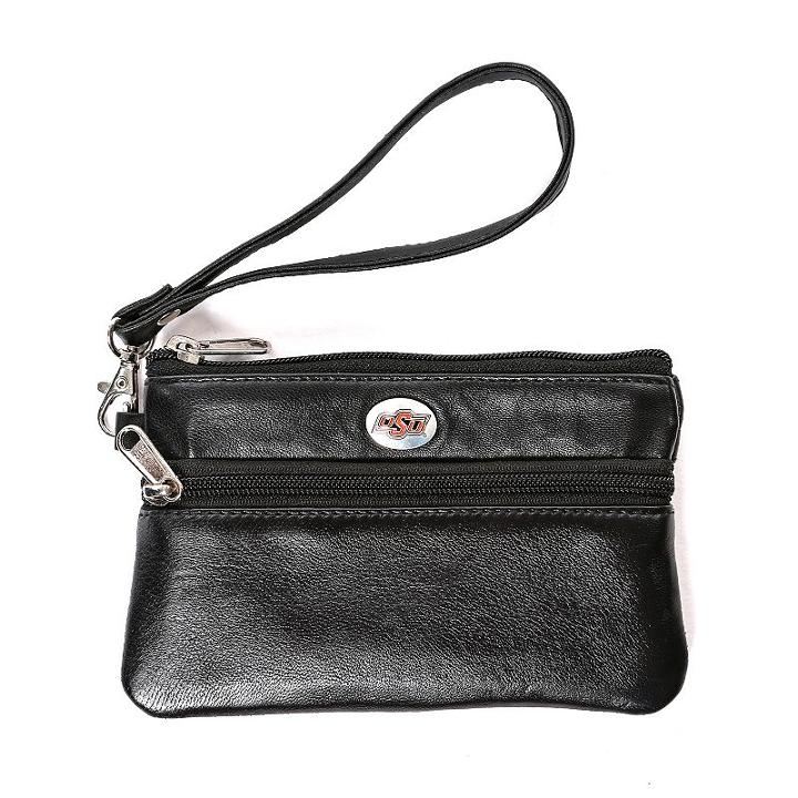 Oklahoma State Cowboys Leather Wristlet, Women's, Black