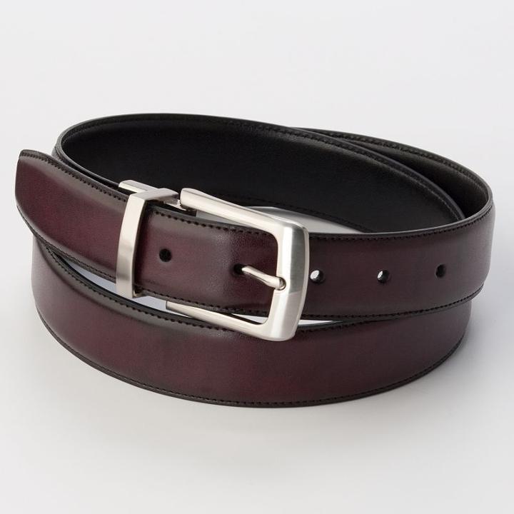 Men's Croft & Barrow&reg; Burgundy Reversible Belt, Size: 46, Brown