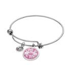 Love This Life Love U A Ton Elephant Disc Charm Bangle Bracelet, Women's, Grey