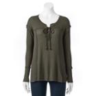 Women's French Laundry Textured Lace-up Tunic, Size: Large, Green Oth