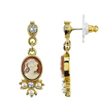 Downton Abbey Cameo Drop Earrings, Women's, White